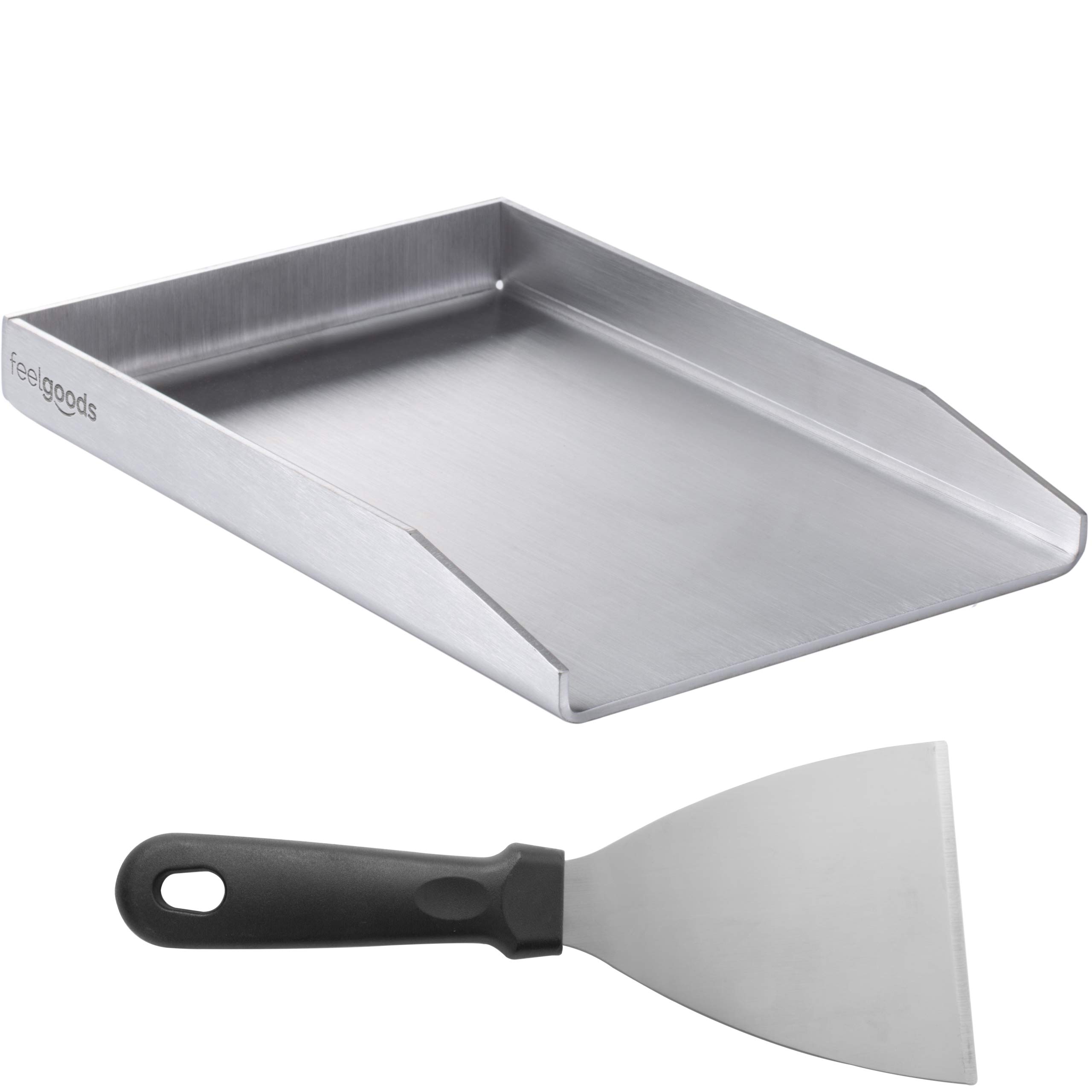 Smartpeas Edelstahl Grillplatte - Plancha Universalgröße 20 X 30 Cm Für Viele Kohle - Und Gasgrills Plus Grillspachtel