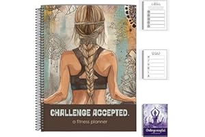 Challenge Accepted Fitness Planner: 90 Day Exercise and Food Journal for Wellness & Gratitude | Spiral-Bound Workout Log with