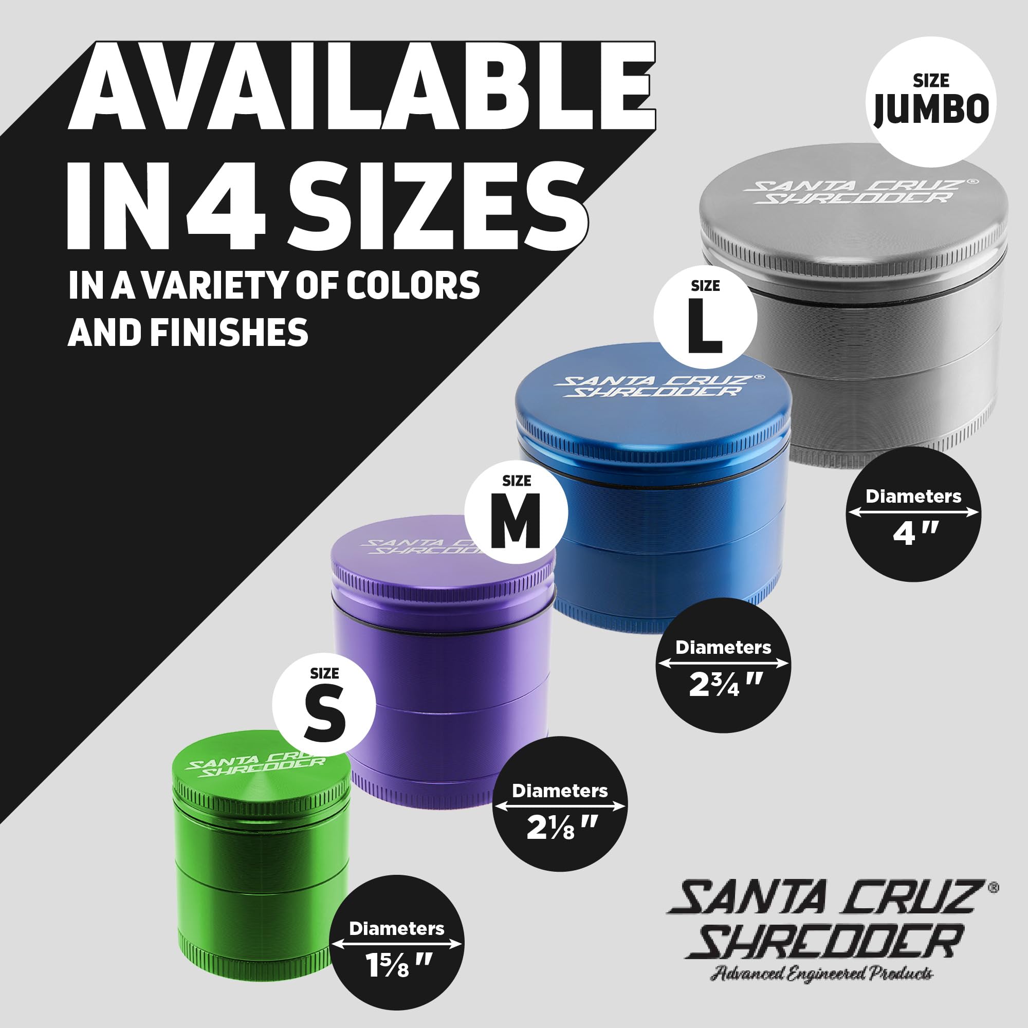 Santa Cruz Shredder Herb and Spice Grinder Made in USA (Large (2.7 Inch), Black)
