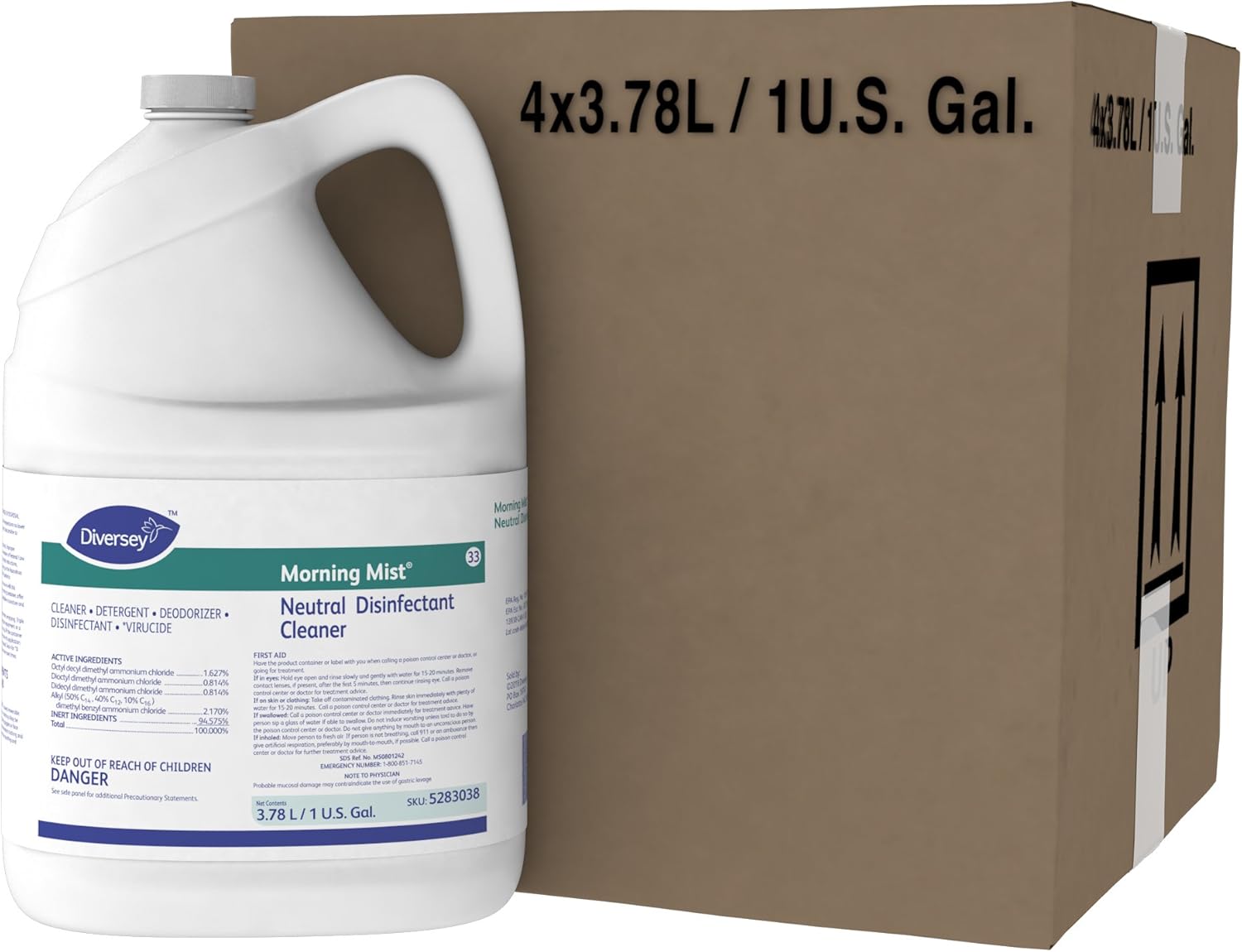 Amazon Com Diversey Morning Mist Fast Neutral Disinfectant Cleaner Fresh Scent 1 Gallon Concentrate 4 Pack Packaging May Vary Home Improvement