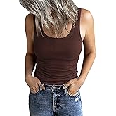 GEMBERA Women's Sleeveless Scoop Neck Ribbed Tank Tops Fitted Basic Cami Tee Shirts