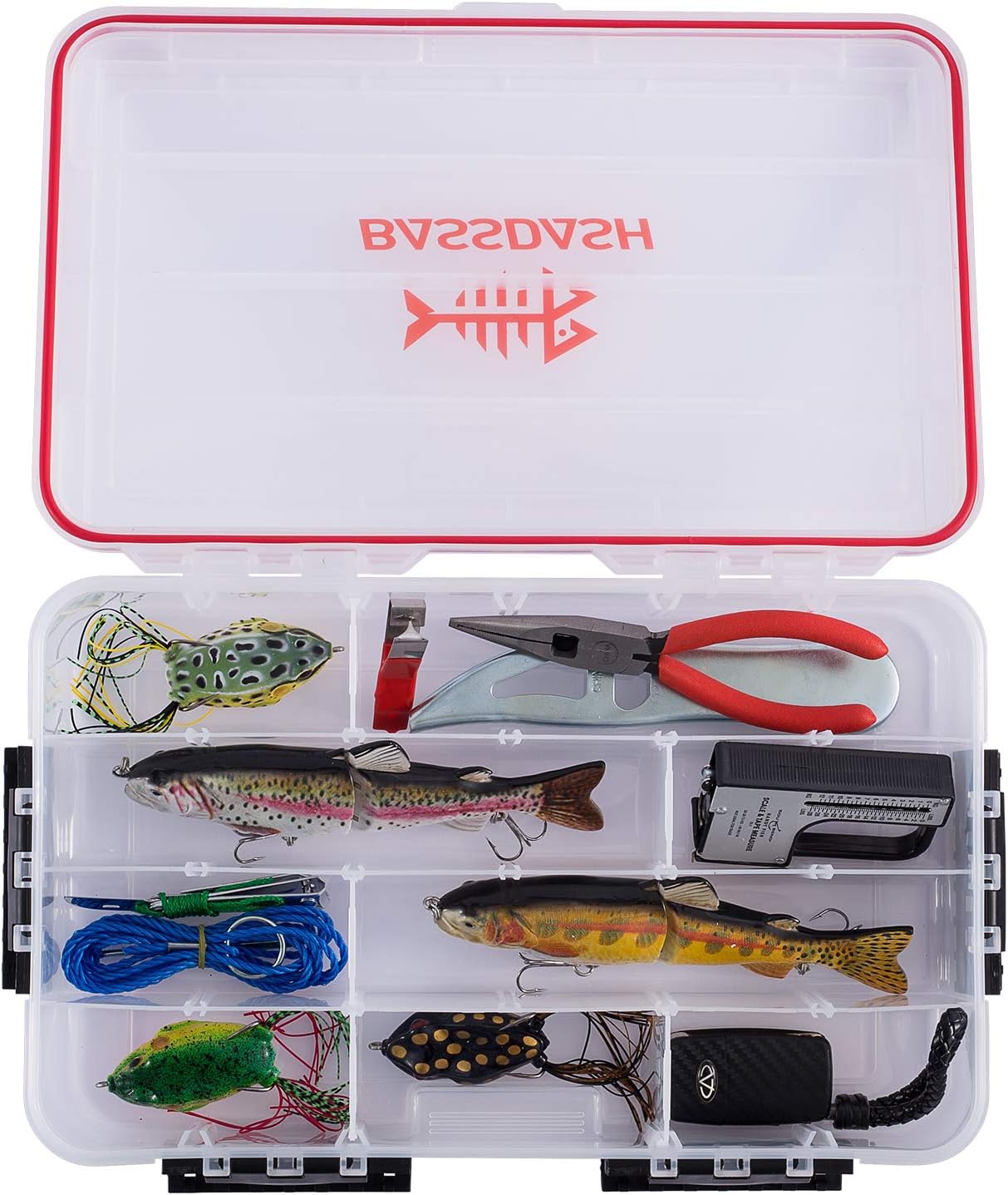 Bassdash 3600 3670 3700 Tackle Storage Waterproof Utility Tackle Boxes Fishing Lure Tray with Adjustable dividers: Sports & Outdoors