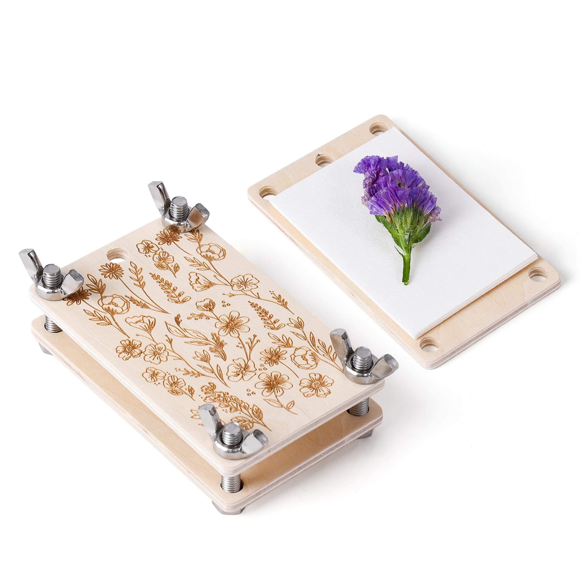 Photo 1 of Aboofx Mini Flower Press Kit, Pocket Flower Press Kit for Pressing Plants, Leaves, Herbs, Micro Flowers Pressing Outdoor for The Beginners, Arts Craft Lovers, Classroom, Traveling, 2.5 x 4 Inch