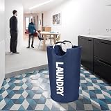 DOKEHOM 90L Large Collapsible Laundry Basket Freestanding Dark Blue view 7