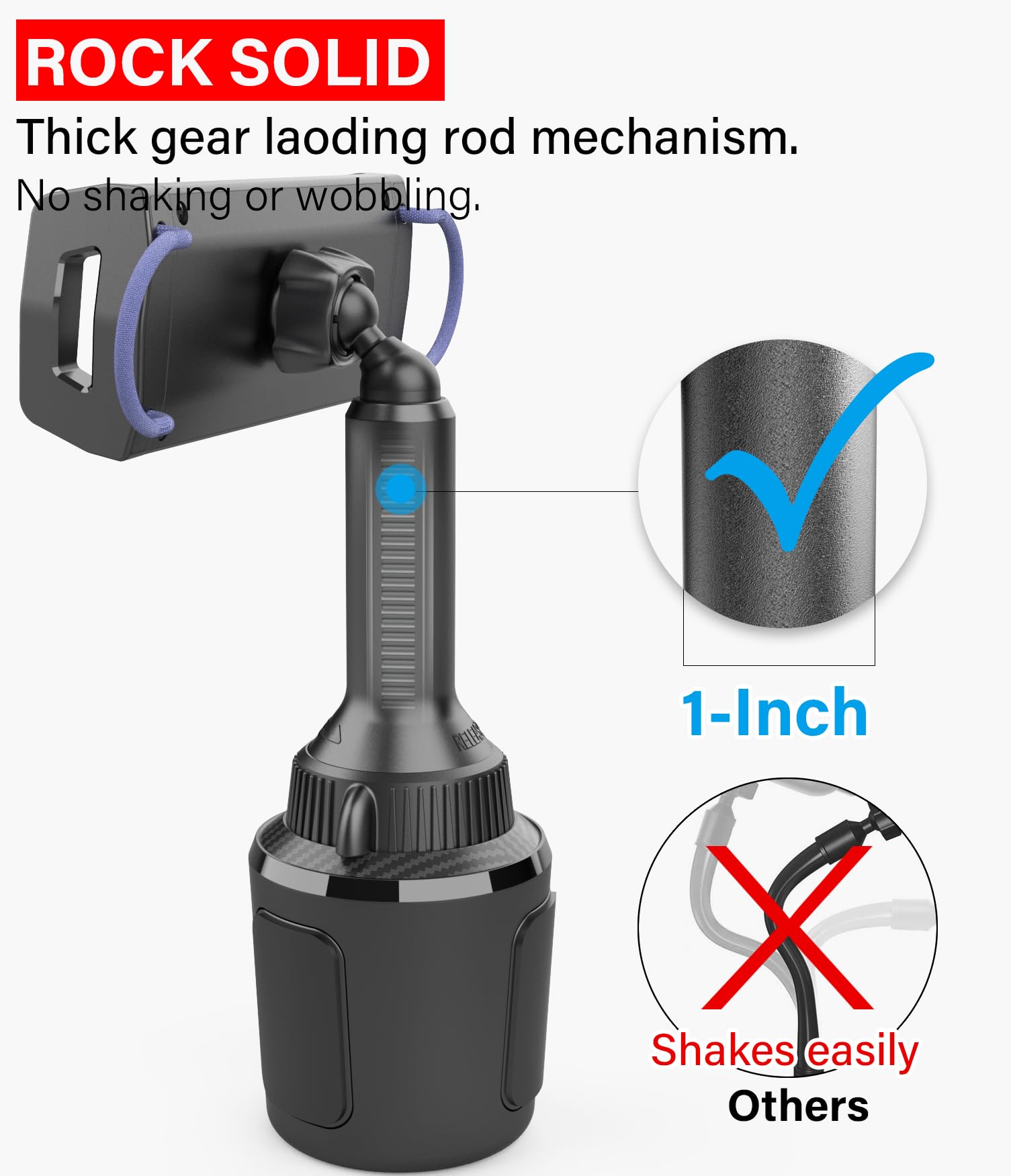 APPS2Car Solid Cup Holder Tablet Mount for Car, Adjustable Height iPad Car Mount for Truck Low Profile Road Trip Essentials Compatible with 4.7-13