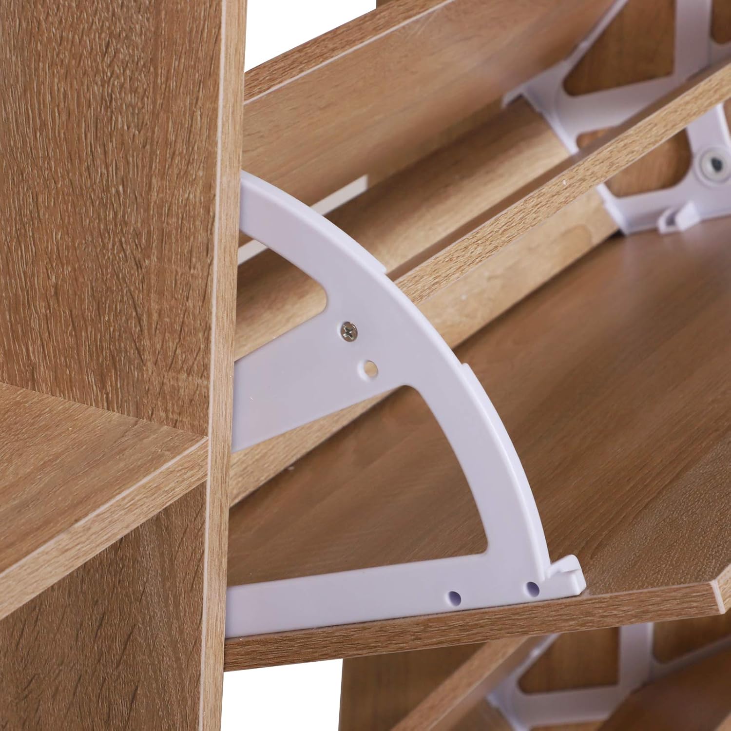 HOMCOM Zapatero De Madera Con Estanter iacute a Y Cubos Armario Para