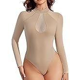 Avidlove Long Sleeve Bodysuits for Women Mesh Bodysuit Top Mock Neck Thong Body Suit Going Out Tops