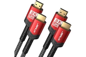 JSAUX 8K HDMI Cable 2.1 2 Pack 6ft, 48Gbps Ultra High Speed HDMI Cable Braided Cord (4K@144Hz, 4K@120Hz, 8K@60Hz) HDCP 2.2&2.