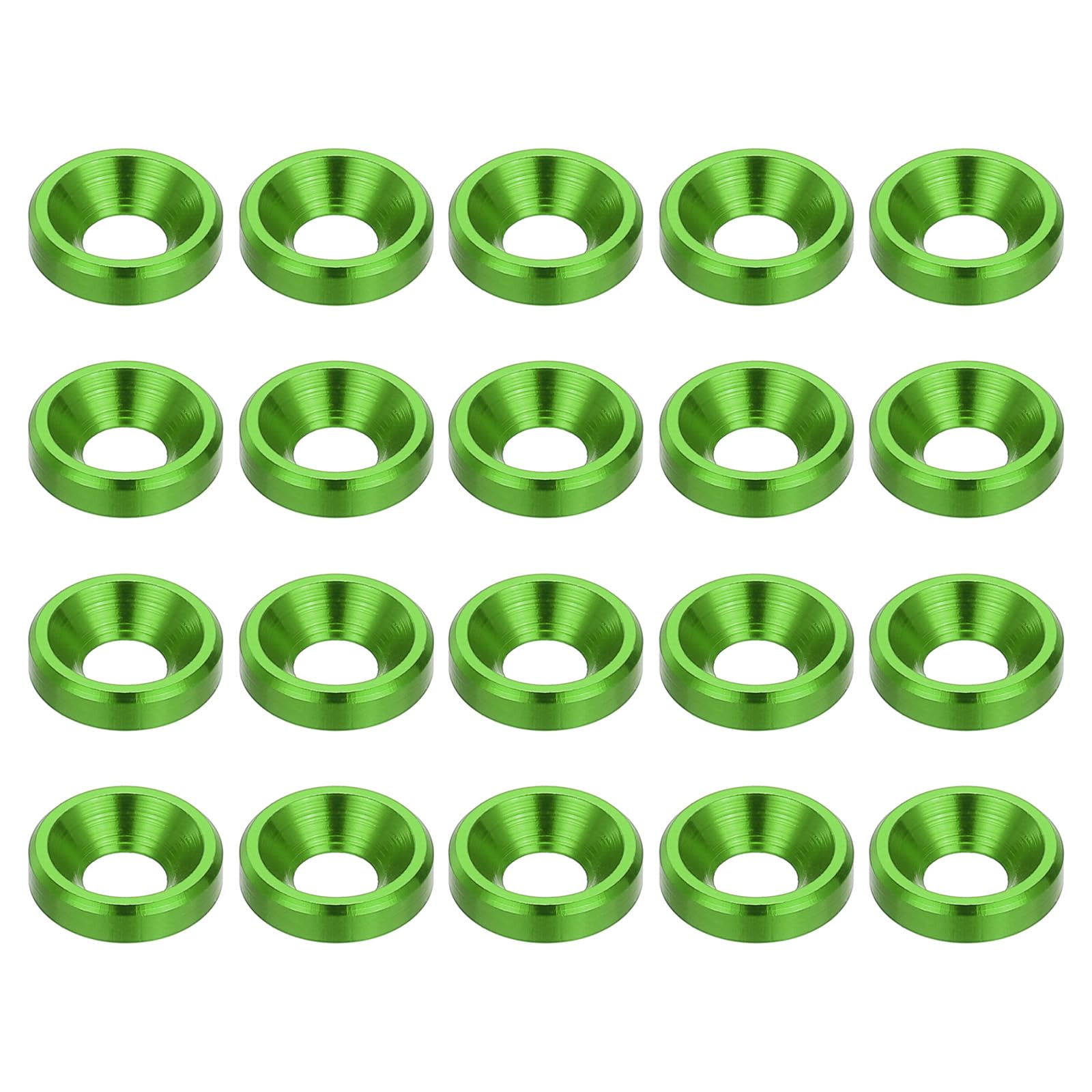 PATIKIL M3 Finishing Countersunk Washers, 20 Pack Head Washers Alloy Aluminum Screw Gaskets for Screw Bolt RC FPV PC Mechanical Accessories Parts, Light Green