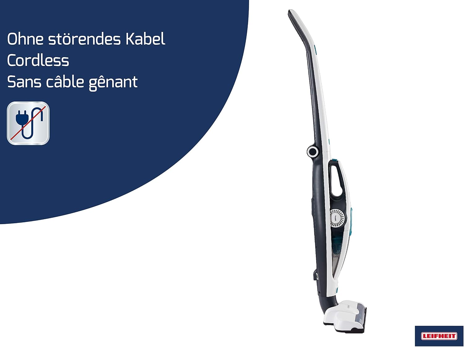 Leifheit PowerVac 2in1 2-in-1 stick vacuum Battery Dry Cyclonic Bagless Black, Blue, White, 60 x 24 x 29 cm - Image 4