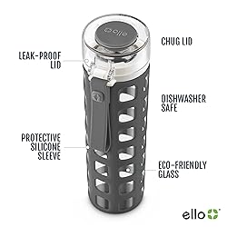 Ello Syndicate Glass Water Bottle with One-Touch