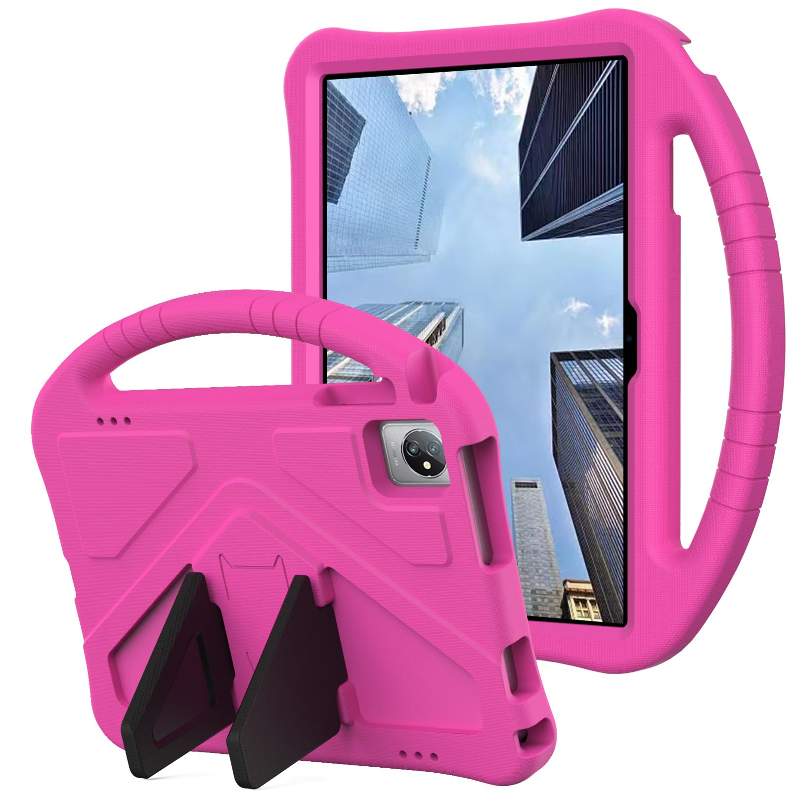 Tading Kids Case for Teclast M40 Pro M40 Plus P40S 2023 10.1 Inch Tablets, Children Friendly EVA Foam Protective Stand Handle Cover for Teclast 2022 10.1" Tab M40 Plus /P20HD /P30S /P40HD - Hot Pink