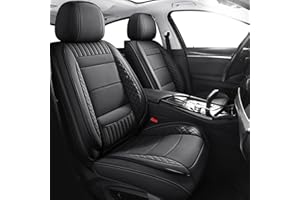 Chezope Car Seat Covers Full Set, Black Leather Seat Covers, Breathable Front and Back Car Seat Protectors, Wear-Resistant Se