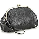 CONTACTS Full Grain Leather Kiss Lock Clutch Purse for Women Evening Clutch Bag Kiss Clasp Handbag