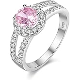 Uloveido Women Round Brilliant Cubic Zirconia 2-Row Split Shank Anniversary Ring Silver Color Unique Bridal Jewelry J510