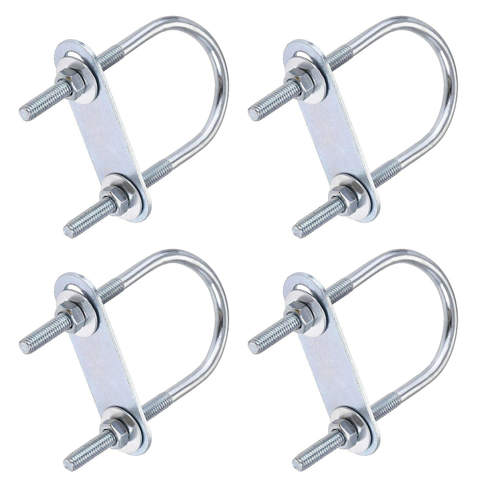 TOP-VIGOR 4 sets M6 Round U-Bolts, 40mm Inner Width 90mm Length Steel U-Bolts with Nut, Plate, Washer for Building Installations Mechanical Parts Connection Cehicles Ships