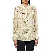 Anne Klein Womens Bttn Frt Ls Shirt W Removeable Tie