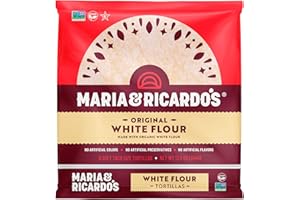 MARIA AND RICARDO'S Maria & Ricardo's White Flour Tortillas. (3 Pack) Non GMO PV, Vegan, Kosher. Made with Organic Ingredients. 8 Tortillas per Pack