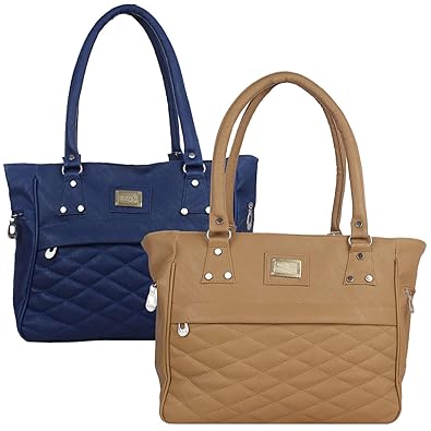 Element Cart Womens Pu Leather Blue and Brown Colour PU Material Pack of 2 Hand Bags(ECT-011_EC-1007)