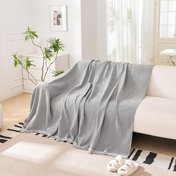 DREDECOR CHENILLE COUCH COVER FOR 2 CUSHION SOFA, WASHABLE DOG SOFA SLIPCOVER, SOFT DURABLE LARGE SOFA COVER WITH TASSEL, WHITE, 91″ X 110″