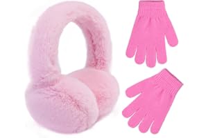 POXIMI Baby Warm Earmuffs Kid Magic Gloves Girl Soft Plush Ear Muffs Toddler Knit Mittens for Boy Winter Ear Warmer Set