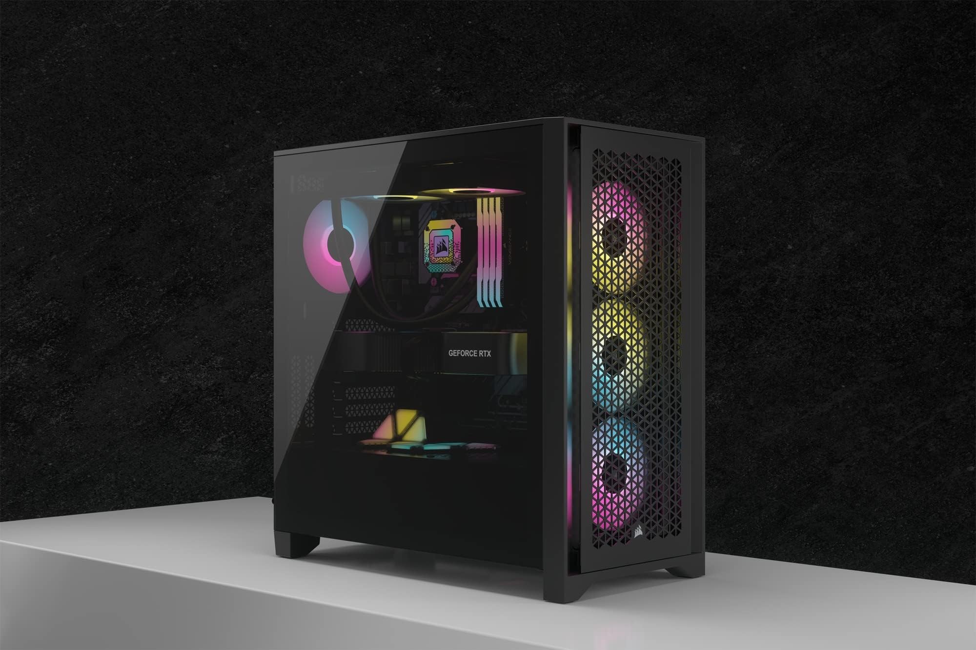Corsair iCUE 4000D RGB Mid-Tower Case - 3X AF120 RGB Elite Fans - Lighting Node PRO Controller - High-Airflow Design - RapidRoute Cable Management System - Black