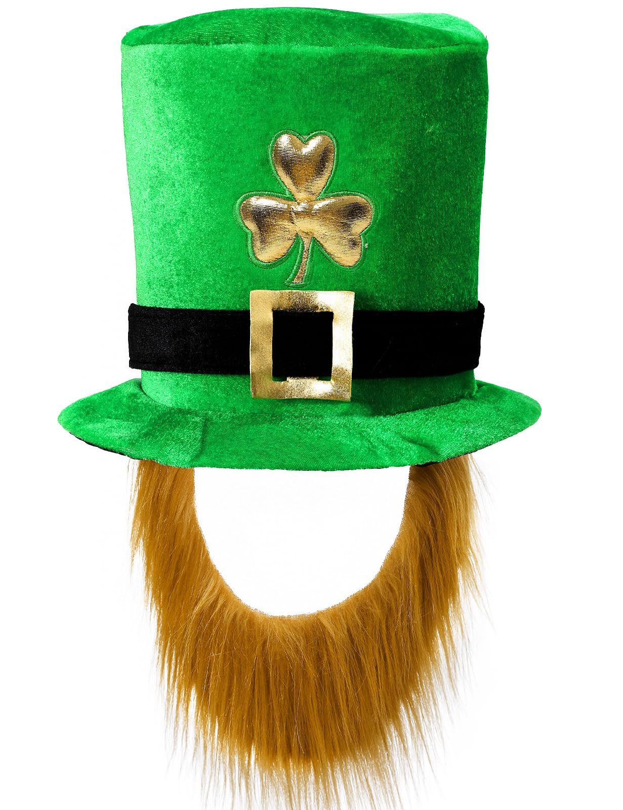 COSAVOROCK St. Patrick's Day Irish Leprechaun Hat with Brown Beard, Green Shamrock