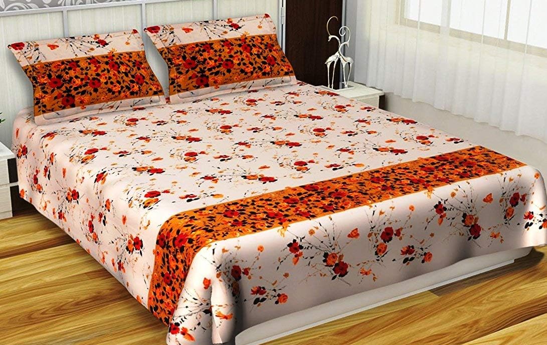COT PRINTS® 100% Cotton 200 TC Percale 'Extra Large' Bed Sheet Set (90 X 108 Inches) 9566 Pink