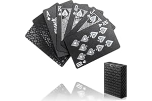 PHENOHERE Premium Black Waterproof Playing Cards, Durable Plastic Poker Deck, HD Texture, Washable Matte Black Cards for Game