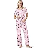 GYS Bamboo-derived Viscose Women's Pajamas Set Short Sleeve Top With Pants 2-Piece Sleep Set