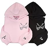 GodLover Personalized Embroidered Hands Holding Line Art Hoodies, Couple Matching Sweatshirt, Custom Quote On Right Sleeve, Custom Letter Name On Left Sleeve, Anniversary