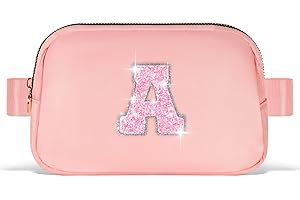 Uygafly Graduation Gifts for Teens Kids Daughter Sister Her - Birthday Gifts for 3 4 5 6 7 8 9 10 11 12 13 Year Old Girls,Fanny Pack Crossbody Bag Belt Bag Cute Trendy Stuff | Peach,Initial A