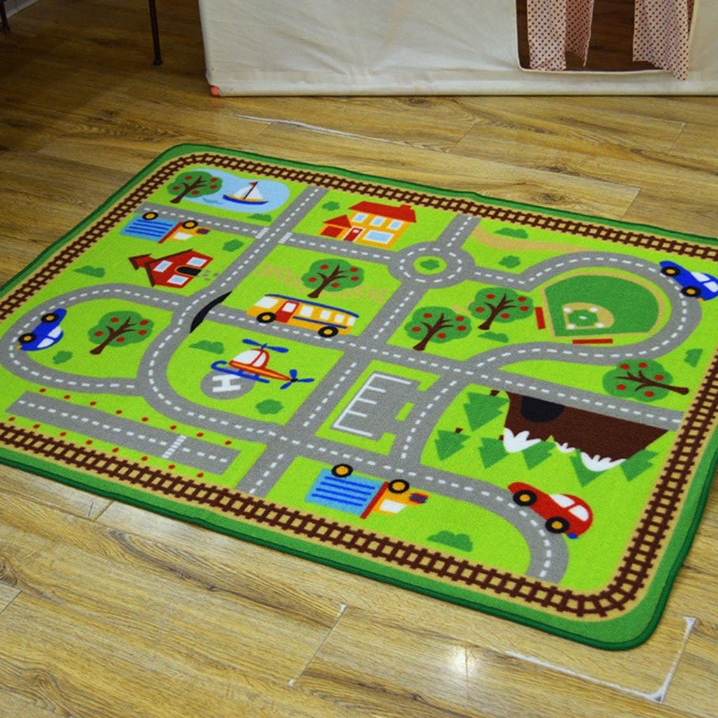 William 337 Urban Traffic Track Carpets Children Bedroom Bedroom Carpet Baby Game Pad Car Blanket (Color : D, Size : 100 * 133cm)