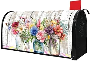 PUTWARE Spring Floral Mailbox Covers Magnetic Standard Size 21" X 18" Summer Floral Butterflies Welcome Mailbox Wraps Post Letter Box Cover for Garden Yard Home Decor Outdoor Decorations (Spring, 21" x 18")