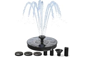 AMZtime Solar Fountain, 2025 Upgraded Solar Water Fountains with 6 Nozzles, Free Standing Floating Solar Powered Water Fountain Pump for Bird Bath, Garden, Pool, Pond and Outdoor