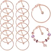 Junkin 12 Pcs Snake Chain Charm Bracelet with Heart Lobster Clasp Extender Adjustable Christmas DIY Metal Bracelet Chain for Women Jewelry Making Gifts Supplies 7.87 Inches