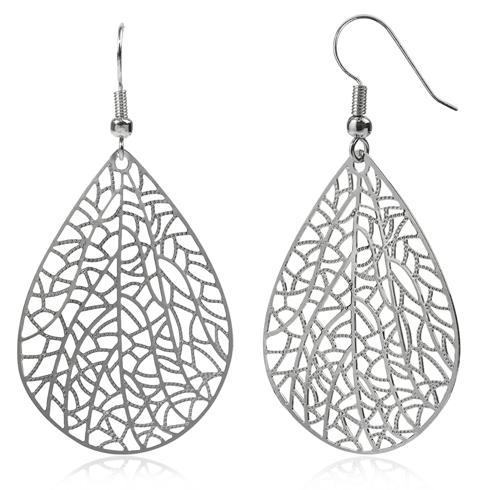 Silver Teardrop Earrings for Women, Hypoallergenic