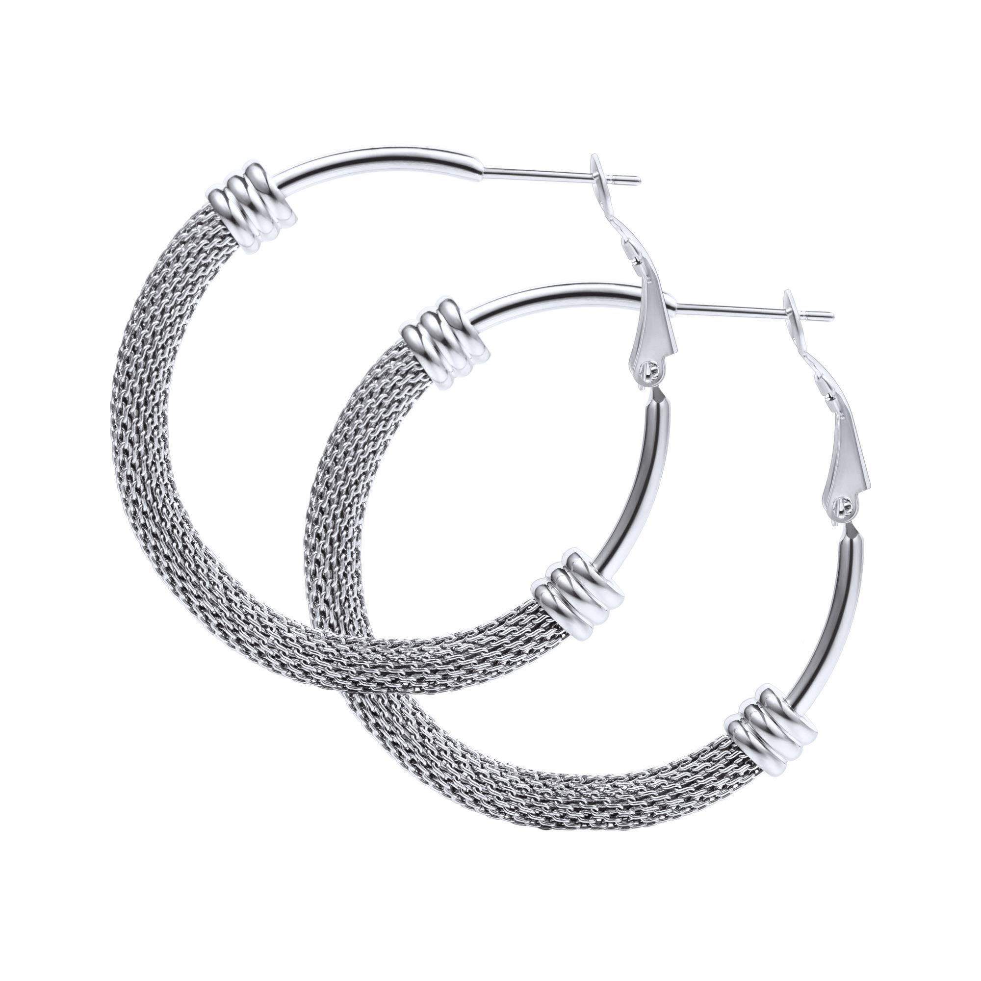Hypoallergenic Hooped Earrings For Women Girls Gift 40mm Stainless Steel Tube Hoop Huggie Earrings