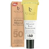 Mineral Face Sunscreen SPF 50 - Non-Nano Zinc Oxide, No Chemical Filters | Reef Friendly, Vegan &amp; Made in the USA with Natural &amp; Organic Ingredients, Broad Spectrum Daily Sunscreen, No White Cast