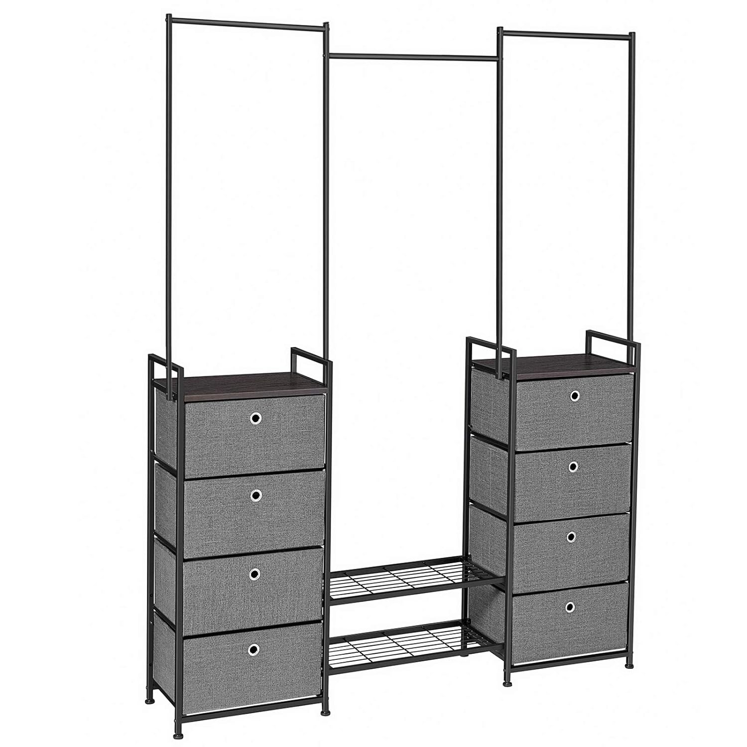 SONGMICS Multifunctional Drawer Dresser with Clothes Rack, Closet