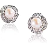 PEARLETTE Freshwater Pearl Stud Earrings for Women – Hypoallergenic 18K Gold Plated Sterling Silver for Mother, Wife, Brides (Birthday, Valentine's Day, Anniversary,Wedding)