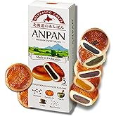 Hokkaido Anpan Variety Pack by Aki Foods Japan &ndash; Authentic Japanese Sweets | Asian Bread, Dessert, Snack | Red Bean, Black Sesame, Matcha, Pumpkin Pie, Coffee Flavors (5 Pieces)