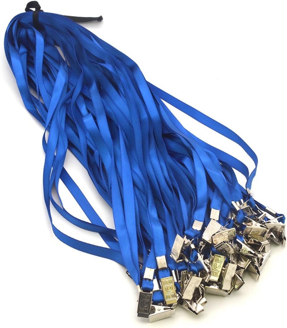 Bird Fiy® 50 Pcs Nylon Cord Lanyard 36-inch Deluxe Neck Lanyard (blue), 50 Pack