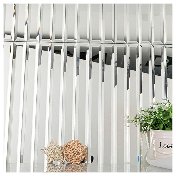 LOVDECO PEEL AND STICK MIRROR STRIP TILE, 1.2...
