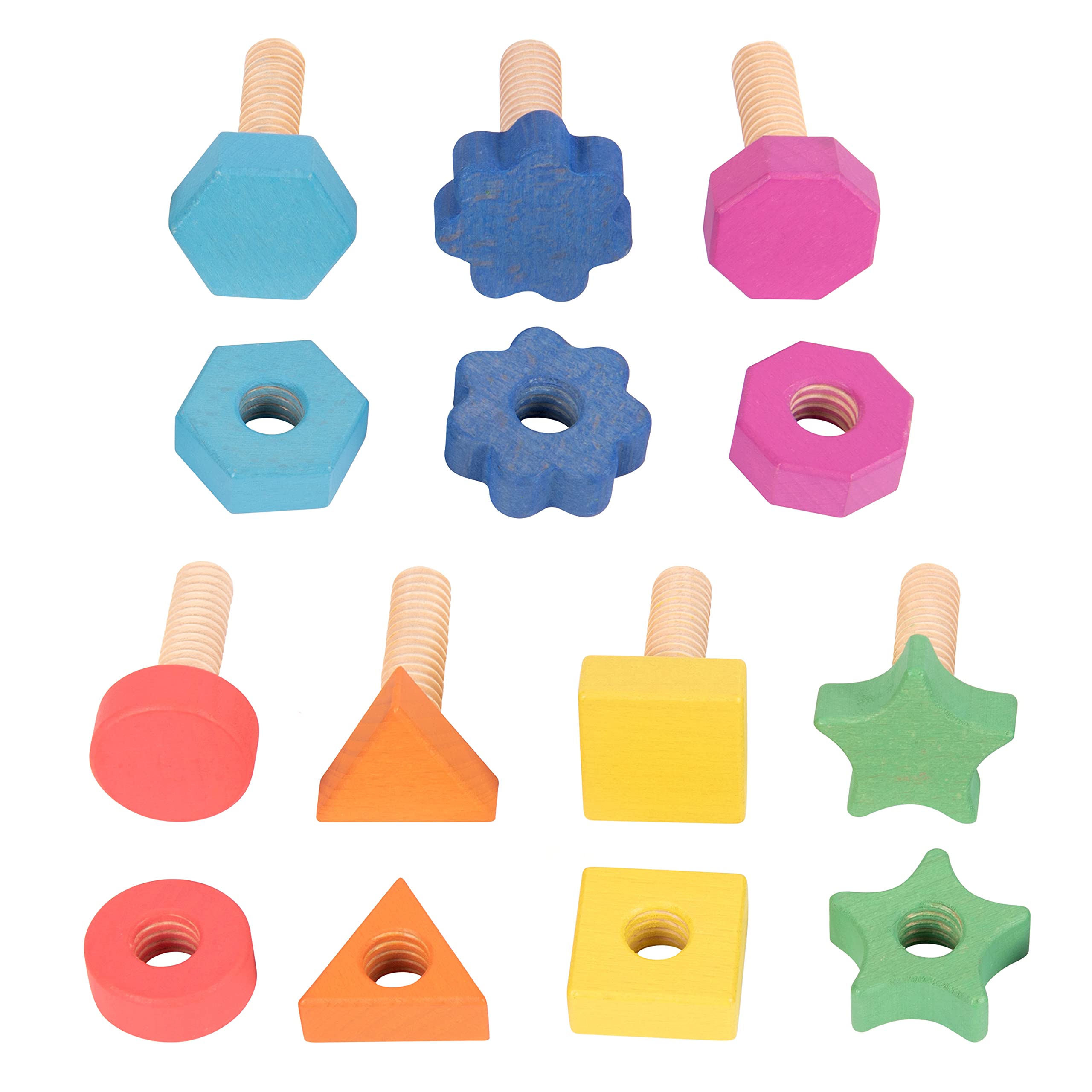 tickit Rainbow Wooden Nuts and Bolts , Educational Wooden Toy for Children , Develops Fine Motor Skills , colour & Shape Sorting , Sensory Learning Toy