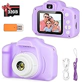 Zeacool Kids Camera, HD Digital Video Camera, Childrens Toys for 3 4 5 6 7 8 9 Year Old Boys/Girls, Selfie Camera for Kids, Christmas Birthday Gifts with 32GB SD Card (Purple)