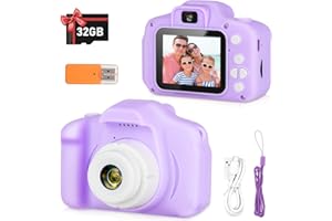 Zeacool Kids Camera, HD Digital Video Camera, Childrens Toys for 3 4 5 6 7 8 9 Year Old Boys/Girls, Selfie Camera for Kids, Christmas Birthday Gifts with 32GB SD Card (Purple)