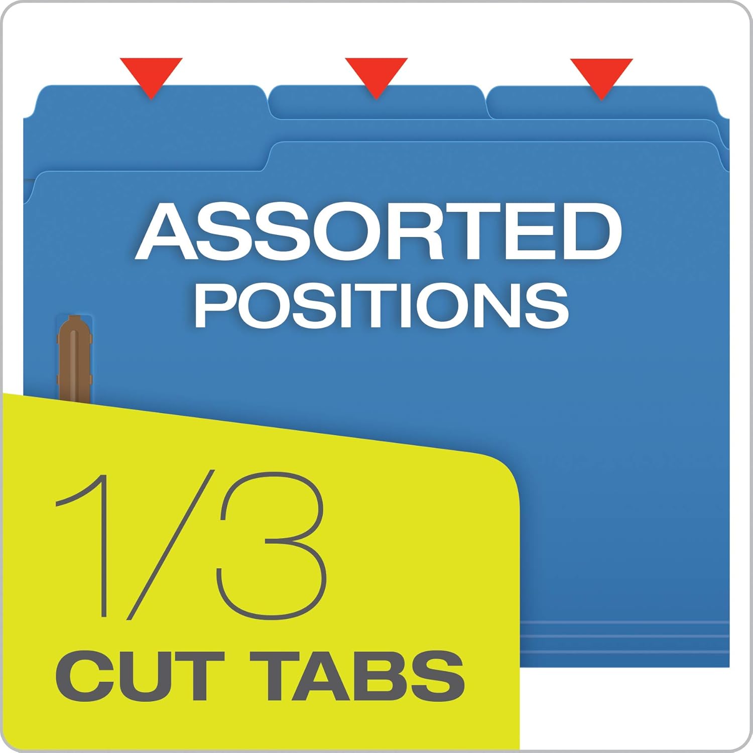 Pendaflex Fastener Folders, 2 Fasteners, Letter Size, Blue, 1/3 Cut Tabs in Left, Right, Center Positions, 50 per Box (22040GW) : Colored File Folders : Office Products