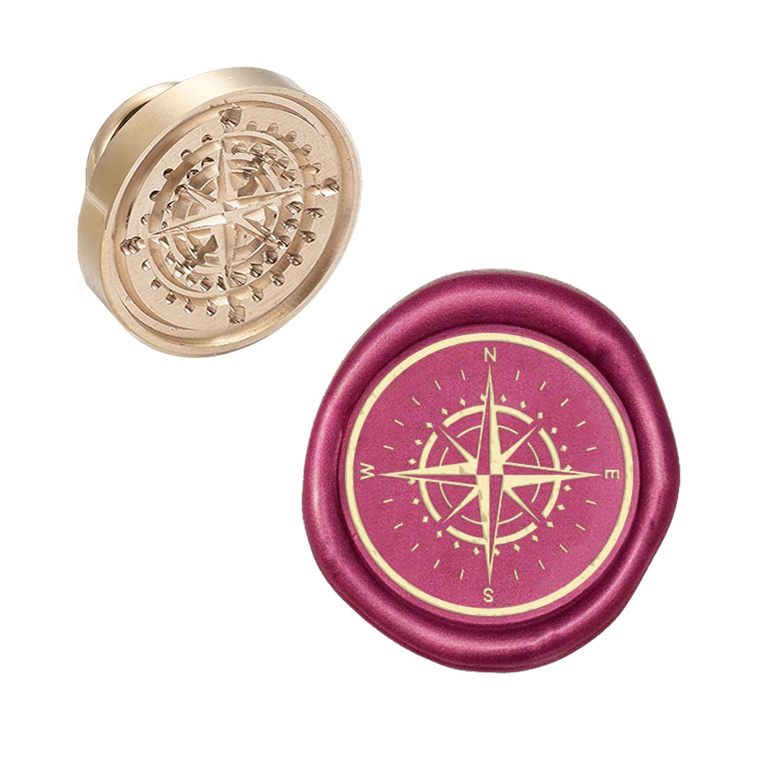 CRASPIRE Wax Seal Stamp Head Compass Removable Sealing Brass Stamp Head for Creative Gift Envelopes Invitations Cards Decoration