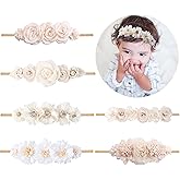 NUWAJP Baby Girls Headbands Flower Headband 6 Pcs Nylon Elastic Headbands Newborn Hair Bows Hair Accessories Gifts for Infant Toddlers Kids